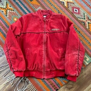 Excalibur Red Corduroy Bomber Jacket 90s